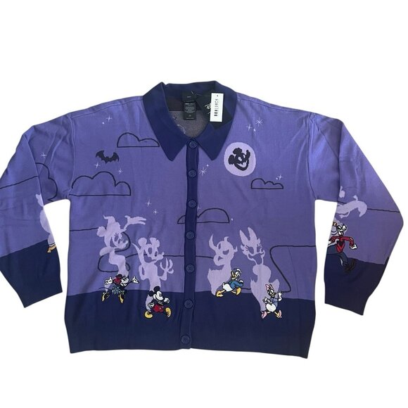 Disney Mickey & Friends Halloween Parade Women's Glow-in- The- Dark Cardigan XL - Picture 3 of 8